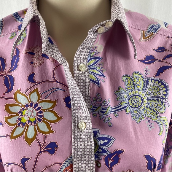 ETRO Paisley Print Long Sleeve Fitted Button Down Shirt 42 (US 6) - Picture 8 of 12